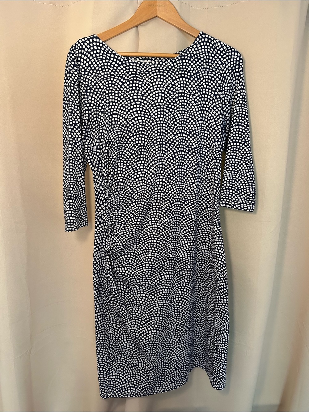 J. McLaughlin Navy and White Dot-Arc Midi Dress